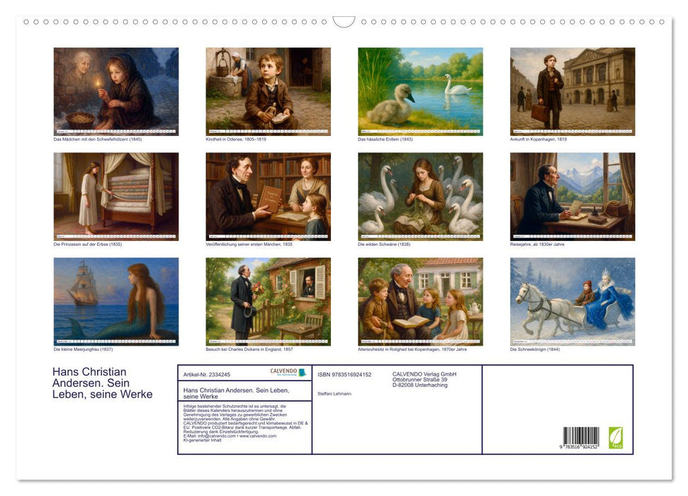 Hans Christian Andersen. Sein Leben, seine Werke (CALVENDO Wandkalender 2027)