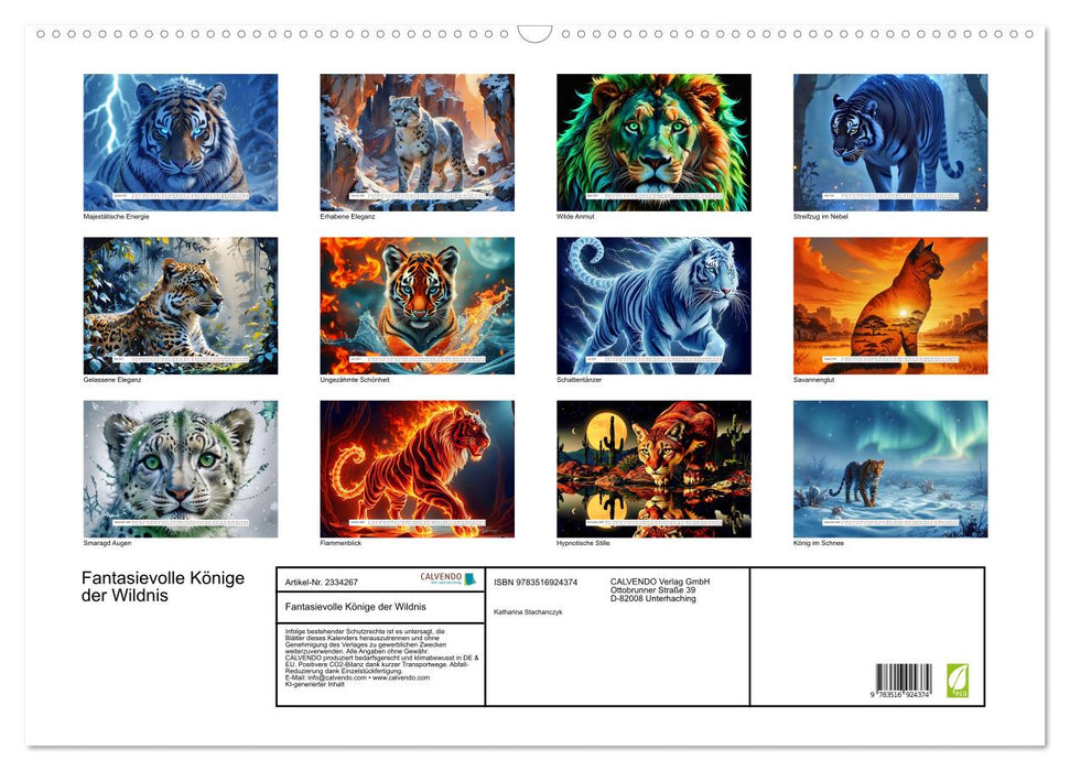 Fantasievolle Könige der Wildnis (CALVENDO Wandkalender 2027)
