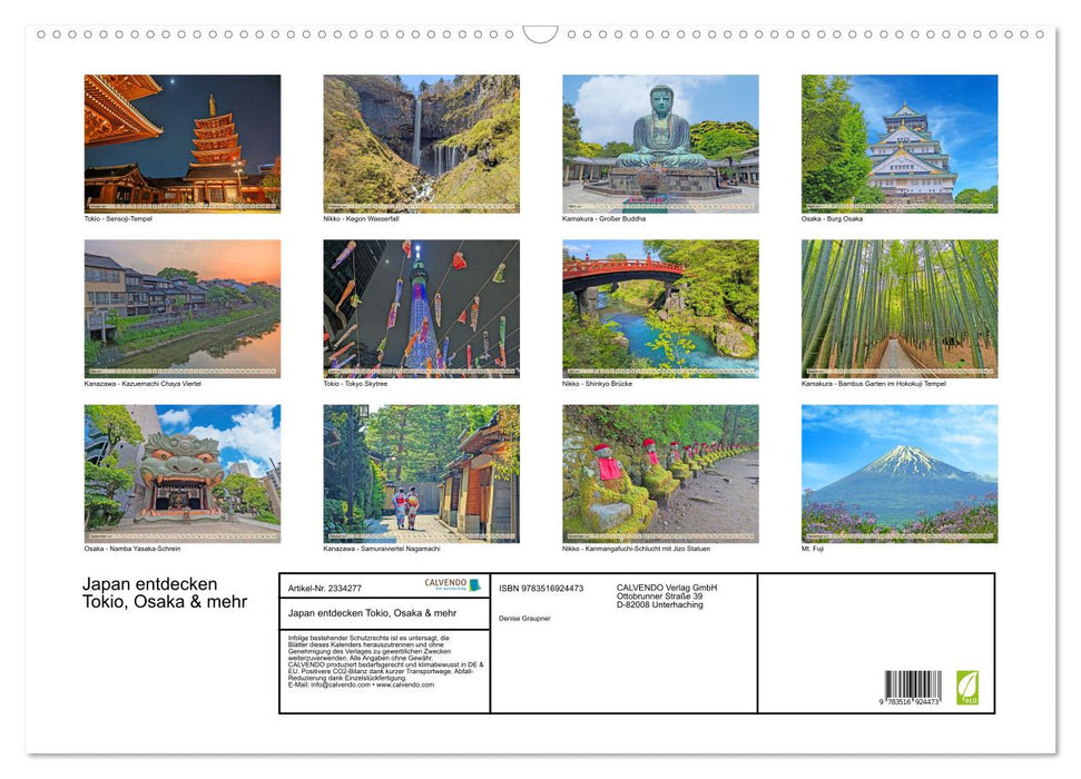 Japan entdecken Tokio, Osaka & mehr (CALVENDO Wandkalender 2027)