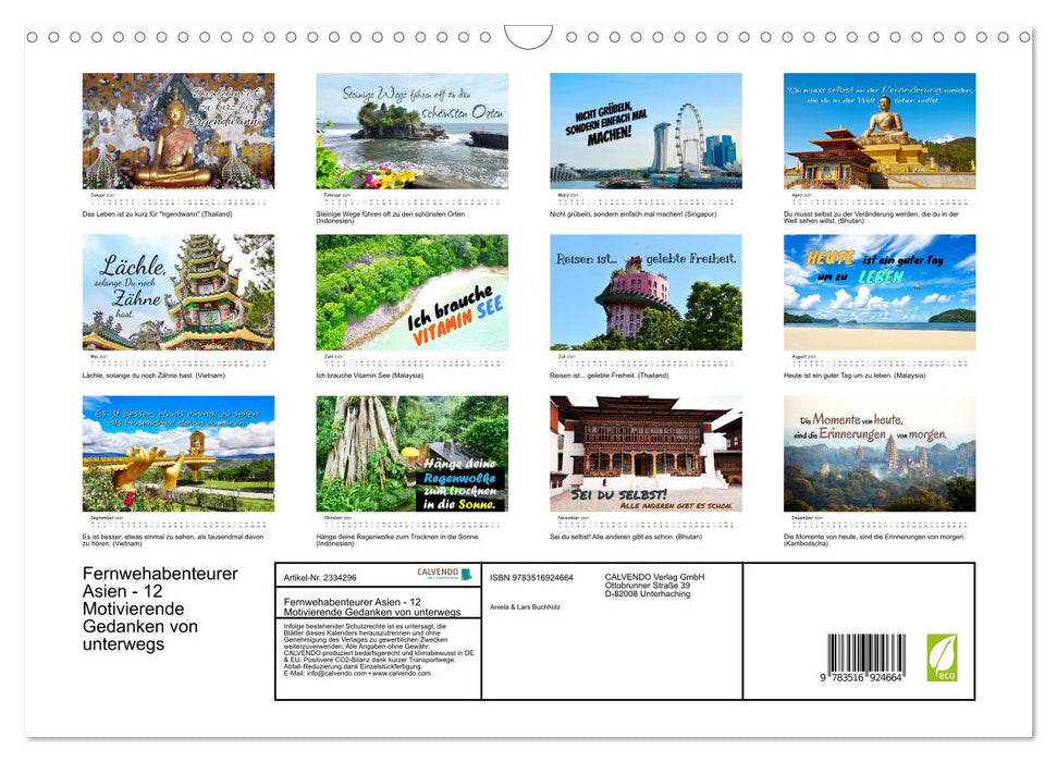 Fernwehabenteurer Asien - 12 Motivierende Gedanken von unterwegs (CALVENDO Wandkalender 2027)