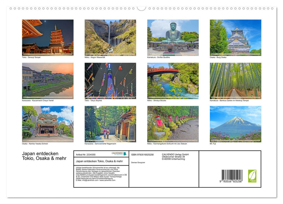 Japan entdecken Tokio, Osaka & mehr (CALVENDO Premium Wandkalender 2027)