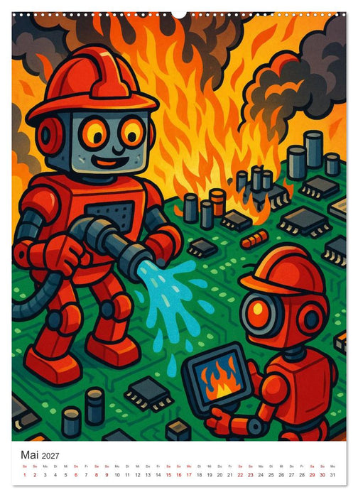 Robo-Champs: Witz trifft auf Chip (CALVENDO Wandkalender 2027)