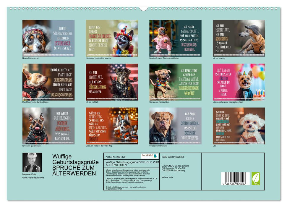 Wuffige Geburtstagsgrüße SPRÜCHE ZUM ÄLTERWERDEN (CALVENDO Premium Wandkalender 2027)