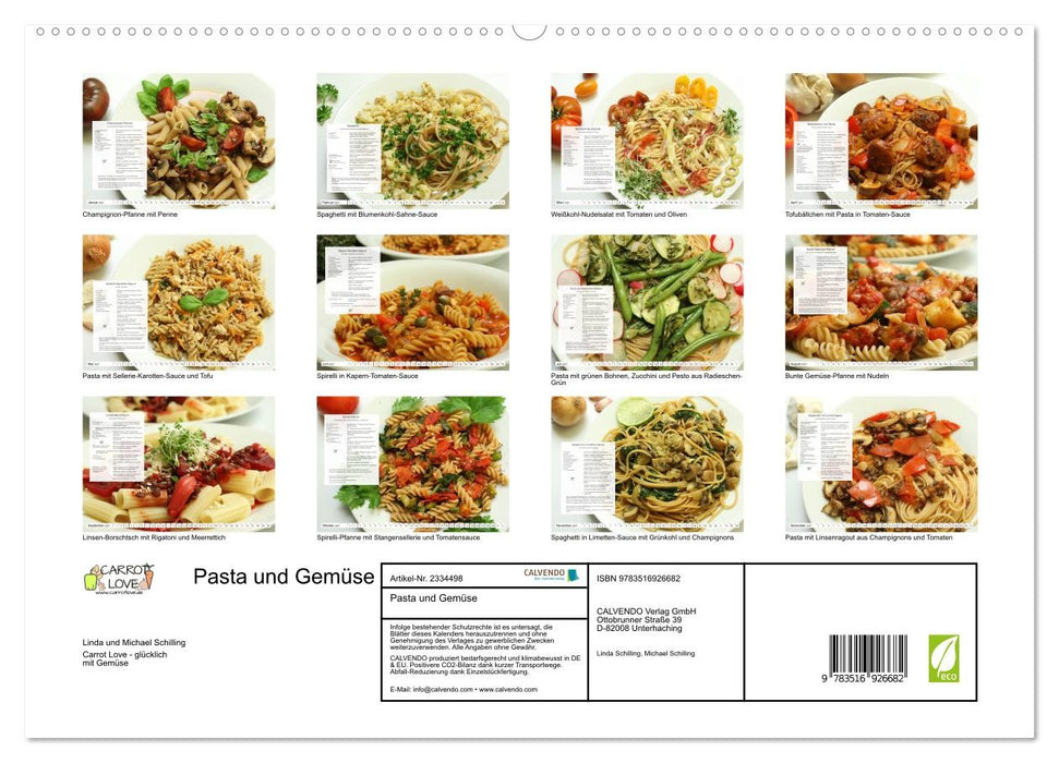 Pasta und Gemüse (CALVENDO Premium Wandkalender 2027)