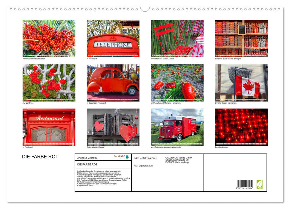 DIE FARBE ROT (CALVENDO Wandkalender 2027)
