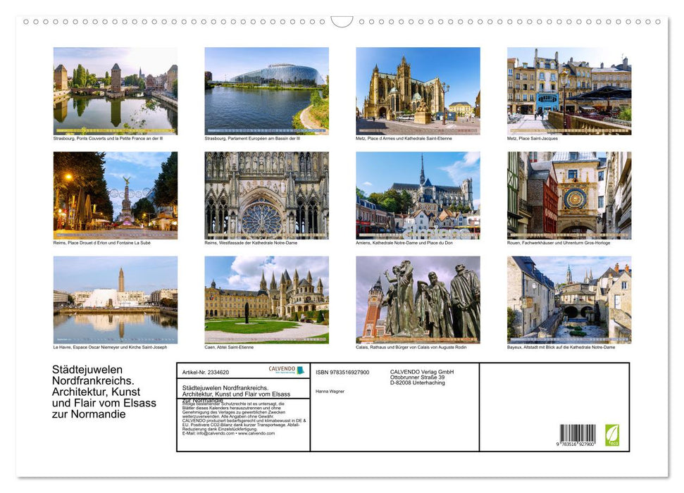 Städtejuwelen Nordfrankreichs. Architektur, Kunst und Flair vom Elsass zur Normandie (CALVENDO Wandkalender 2027)