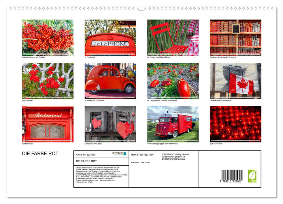 DIE FARBE ROT (CALVENDO Premium Wandkalender 2027)