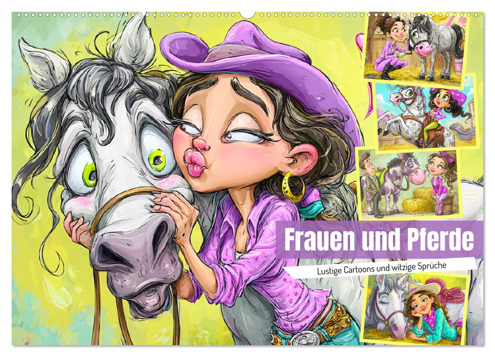 Frauen und Pferde. Lustige Cartoons und witzige Sprüche (CALVENDO Wandkalender 2027)