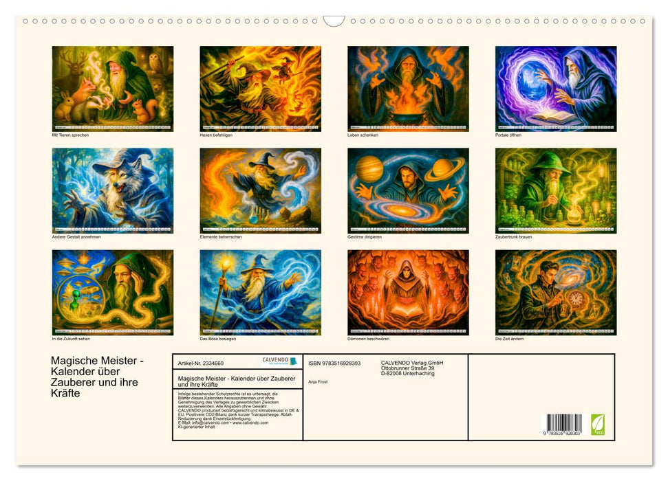 Magische Meister - Kalender über Zauberer und ihre Kräfte (CALVENDO Wandkalender 2027)