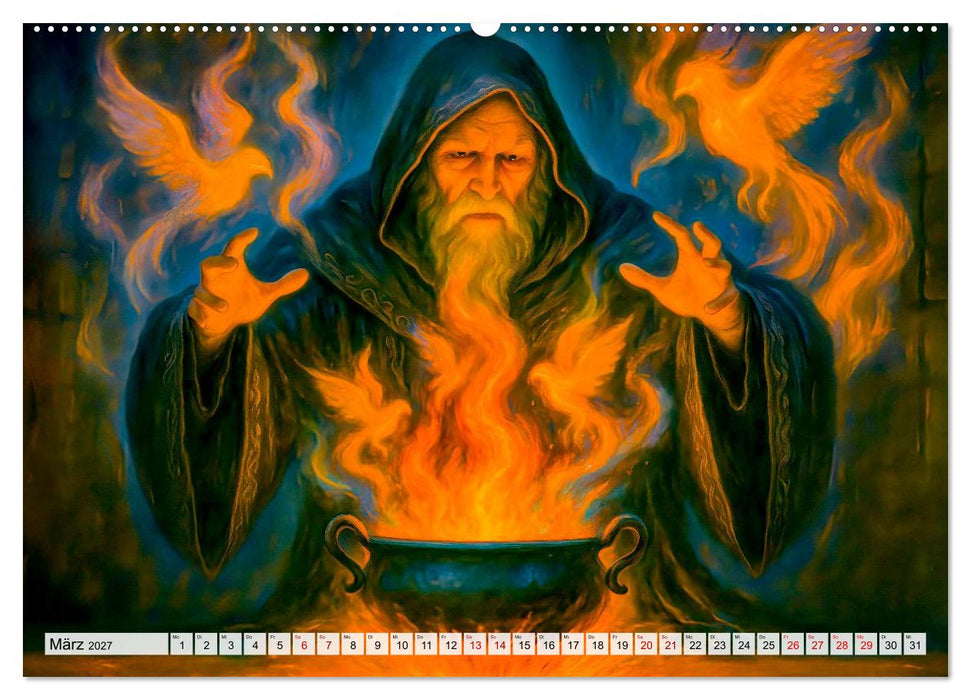 Magische Meister - Kalender über Zauberer und ihre Kräfte (CALVENDO Wandkalender 2027)