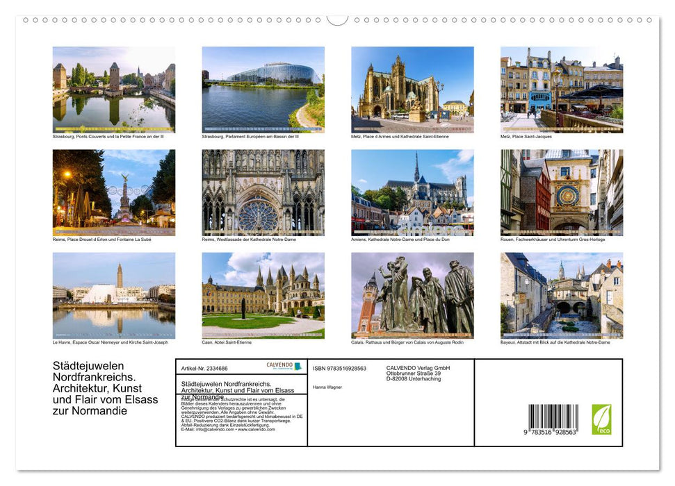 Städtejuwelen Nordfrankreichs. Architektur, Kunst und Flair vom Elsass zur Normandie (CALVENDO Premium Wandkalender 2027)