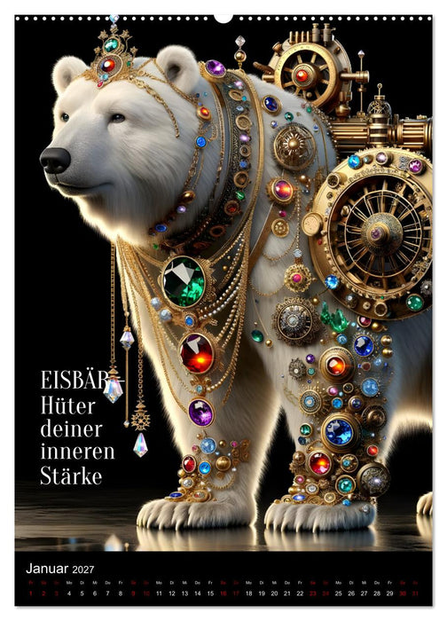 Krafttiere und Kristalle (CALVENDO Wandkalender 2027)