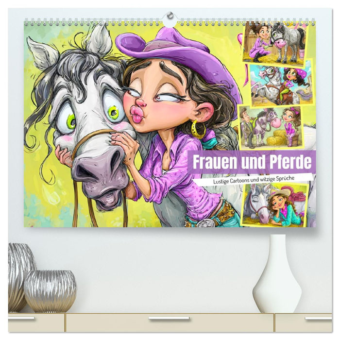 Frauen und Pferde. Lustige Cartoons und witzige Sprüche (CALVENDO Premium Wandkalender 2027)