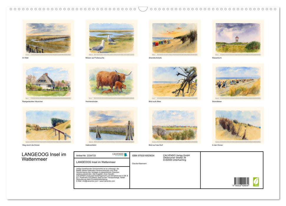LANGEOOG Insel im Wattenmeer (CALVENDO Wandkalender 2027)