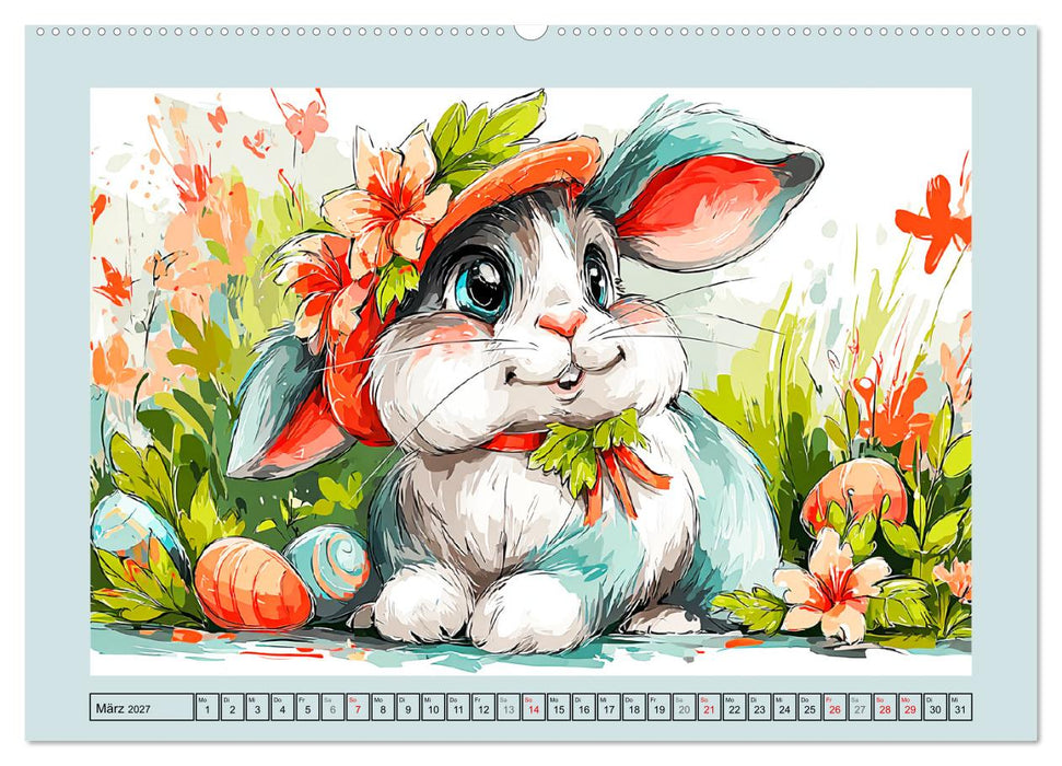 Kaninchen im Glück. Entzückende Cartoons von süßen Hasen (CALVENDO Wandkalender 2027)