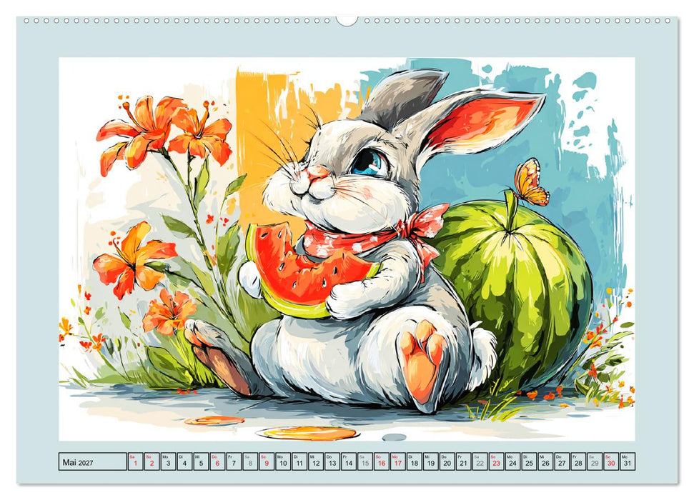 Kaninchen im Glück. Entzückende Cartoons von süßen Hasen (CALVENDO Wandkalender 2027)