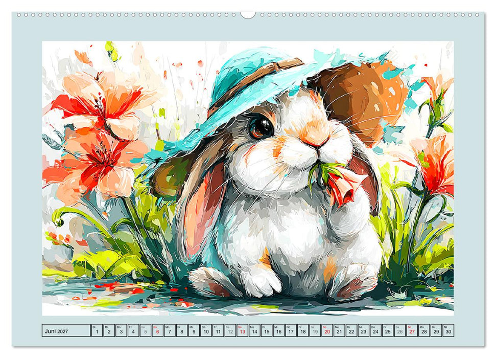 Kaninchen im Glück. Entzückende Cartoons von süßen Hasen (CALVENDO Wandkalender 2027)