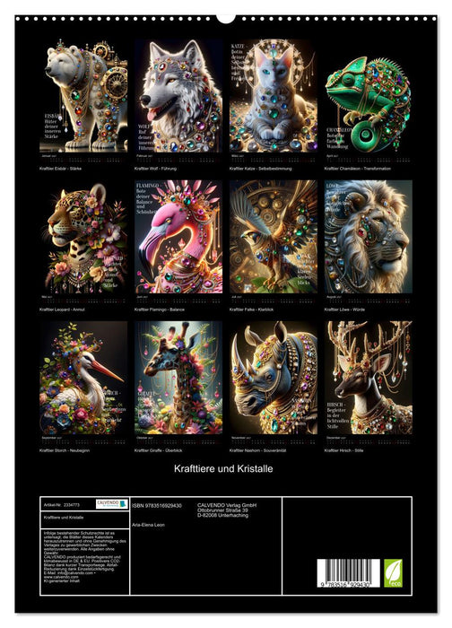 Krafttiere und Kristalle (CALVENDO Premium Wandkalender 2027)