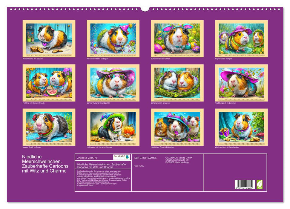 Niedliche Meerschweinchen. Zauberhafte Cartoons mit Witz und Charme (CALVENDO Wandkalender 2027)