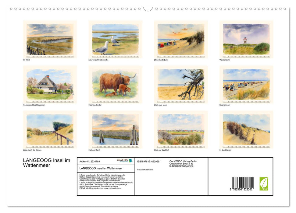 LANGEOOG Insel im Wattenmeer (CALVENDO Premium Wandkalender 2027)