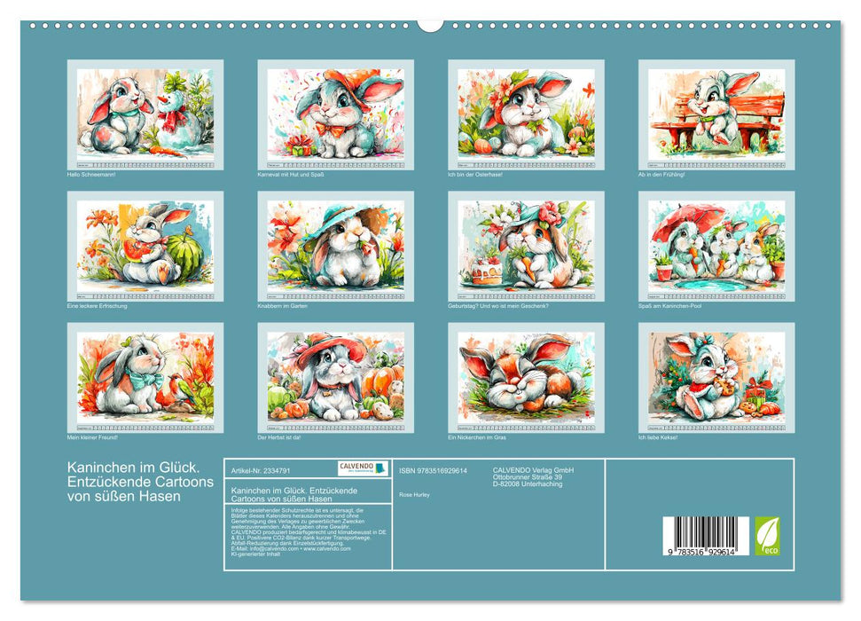 Kaninchen im Glück. Entzückende Cartoons von süßen Hasen (CALVENDO Premium Wandkalender 2027)