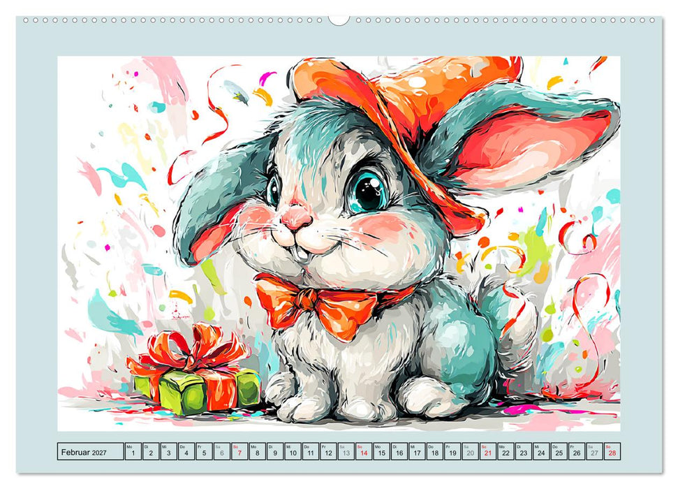 Kaninchen im Glück. Entzückende Cartoons von süßen Hasen (CALVENDO Premium Wandkalender 2027)