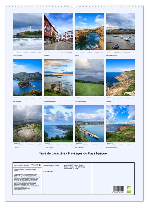 Terre de caractère - Paysages du Pays basque (CALVENDO Calendrier mensuel 2027)