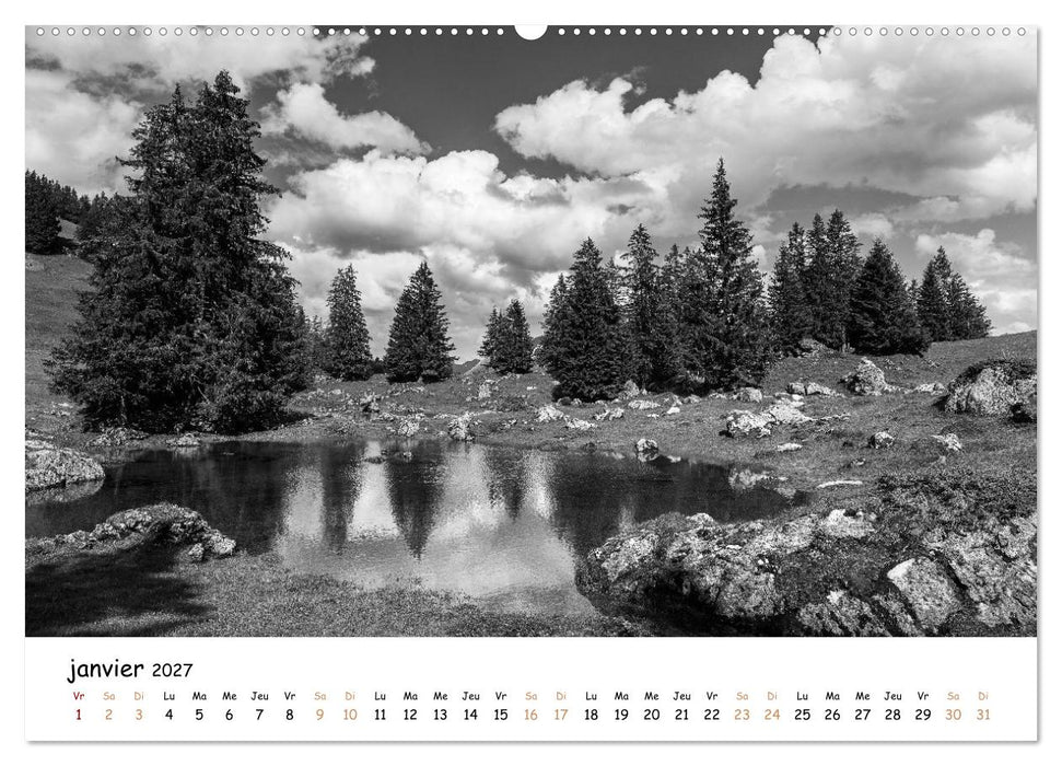 Terres de contraste – Une année en monochrome (CALVENDO Calendrier mensuel 2027)