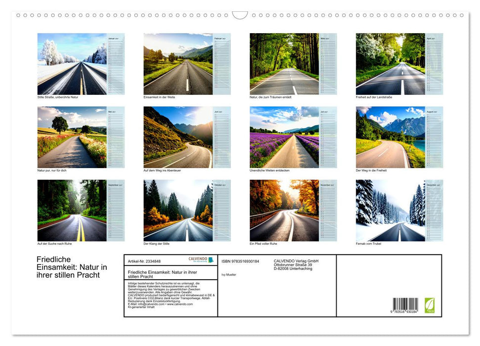 Friedliche Einsamkeit: Natur in ihrer stillen Pracht (CALVENDO Wandkalender 2027)