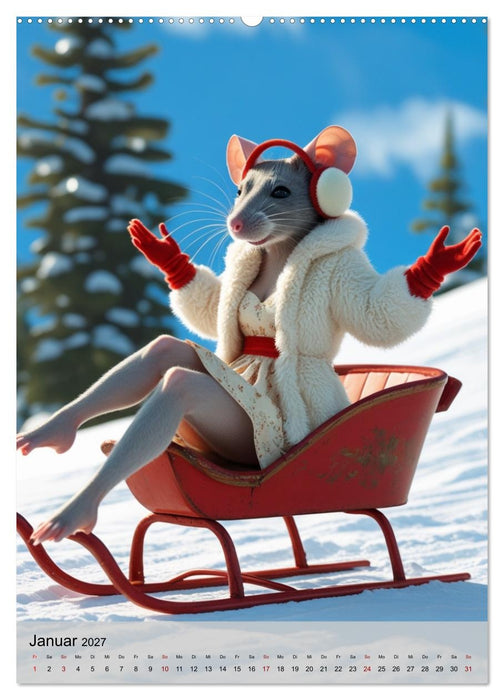 Rattenscharf – Pelzige Ladys im Pin-up-Stil (CALVENDO Wandkalender 2027)