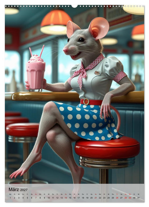 Rattenscharf – Pelzige Ladys im Pin-up-Stil (CALVENDO Wandkalender 2027)