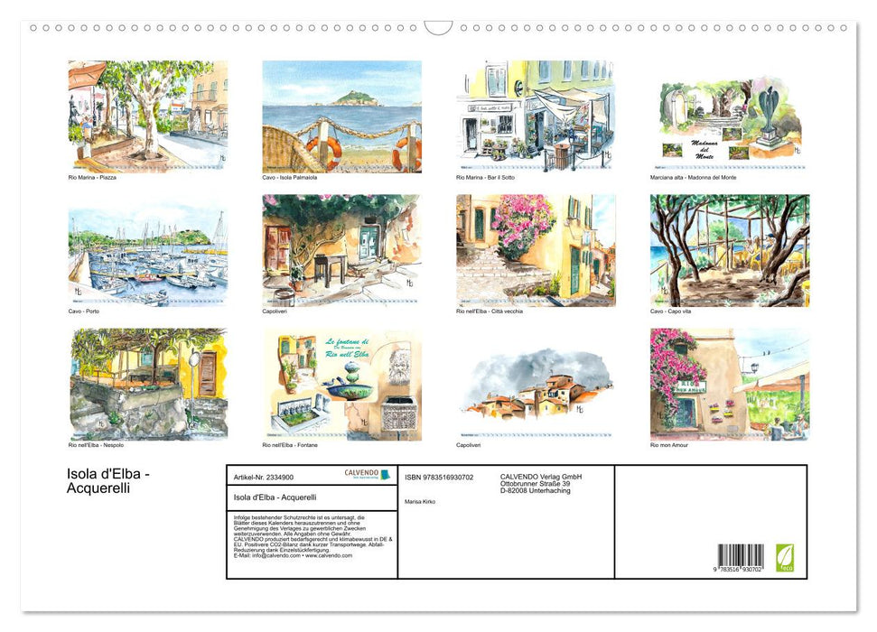 Isola d'Elba - Acquerelli (CALVENDO Wandkalender 2027)