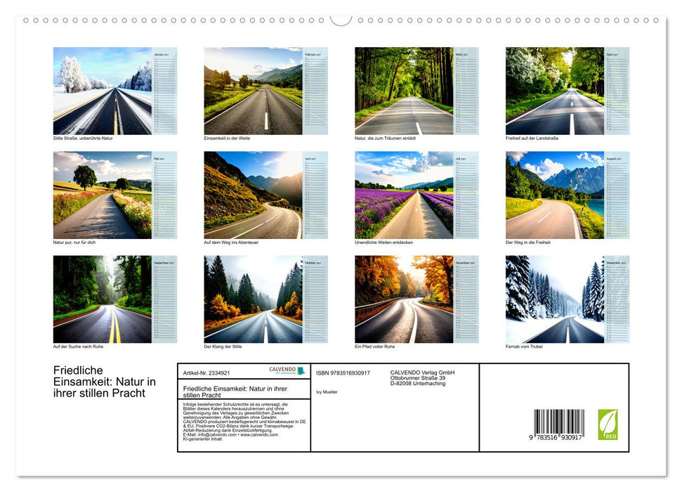 Friedliche Einsamkeit: Natur in ihrer stillen Pracht (CALVENDO Premium Wandkalender 2027)
