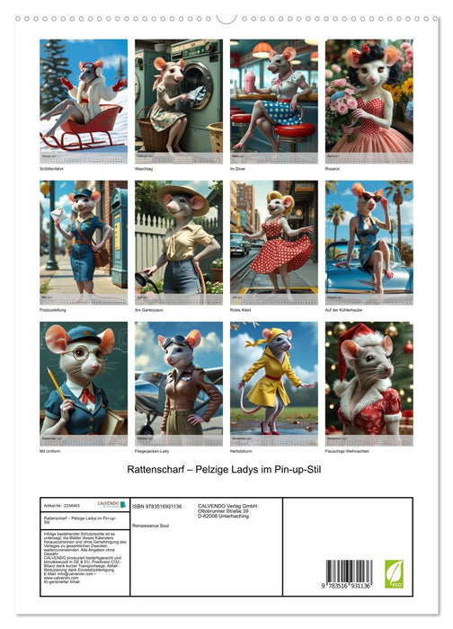 Rattenscharf – Pelzige Ladys im Pin-up-Stil (CALVENDO Premium Wandkalender 2027)