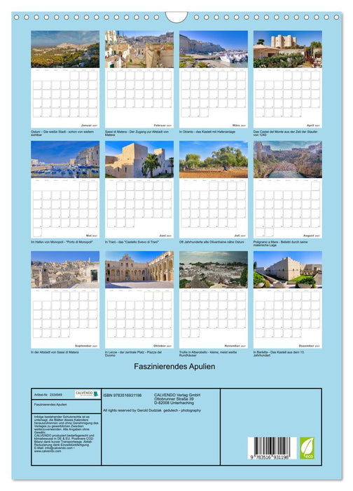 Faszinierendes Apulien (CALVENDO Wandkalender 2027)