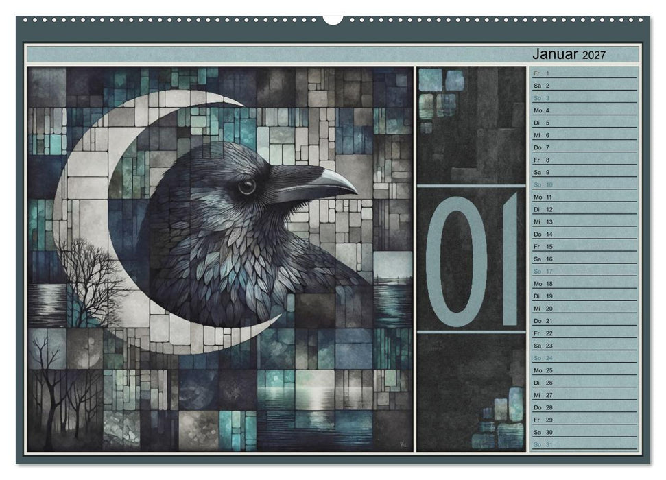 Krähen. Verborgene Farbnuancen. Kunst. (CALVENDO Wandkalender 2027)