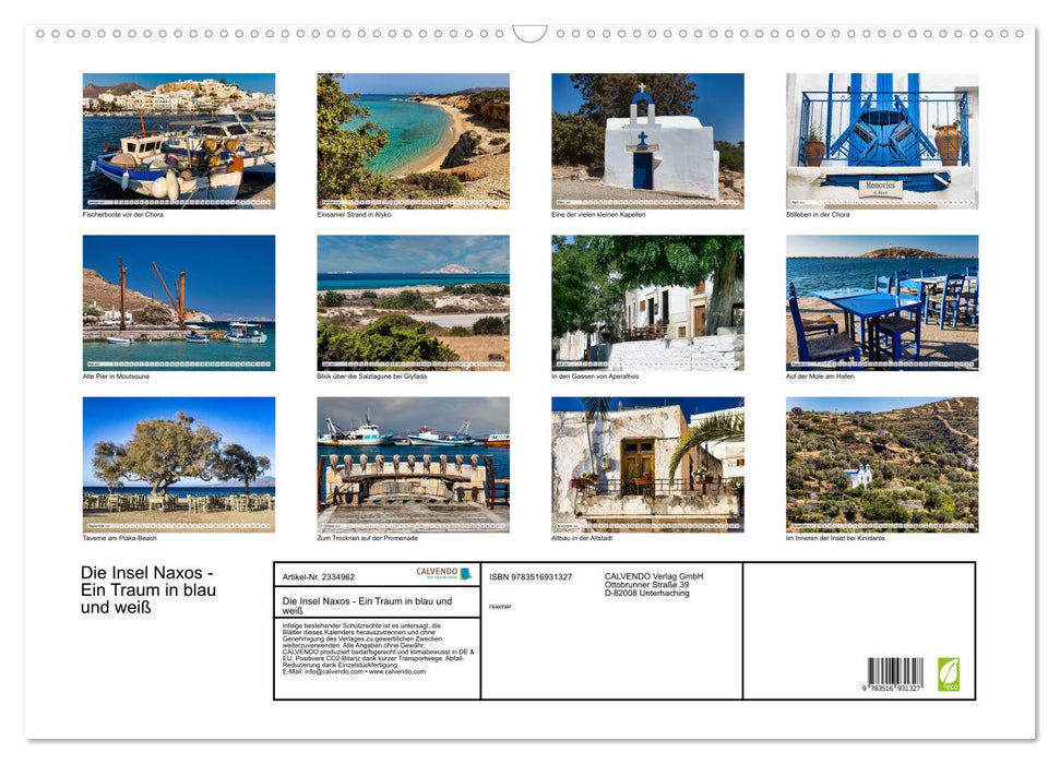 Die Insel Naxos - Ein Traum in blau und weiß (CALVENDO Wandkalender 2027)