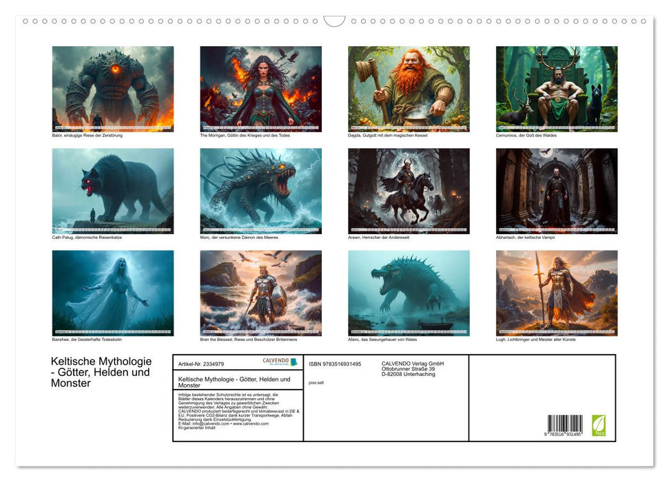 Keltische Mythologie - Götter, Helden und Monster (CALVENDO Wandkalender 2027)