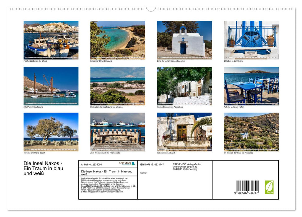 Die Insel Naxos - Ein Traum in blau und weiß (CALVENDO Premium Wandkalender 2027)