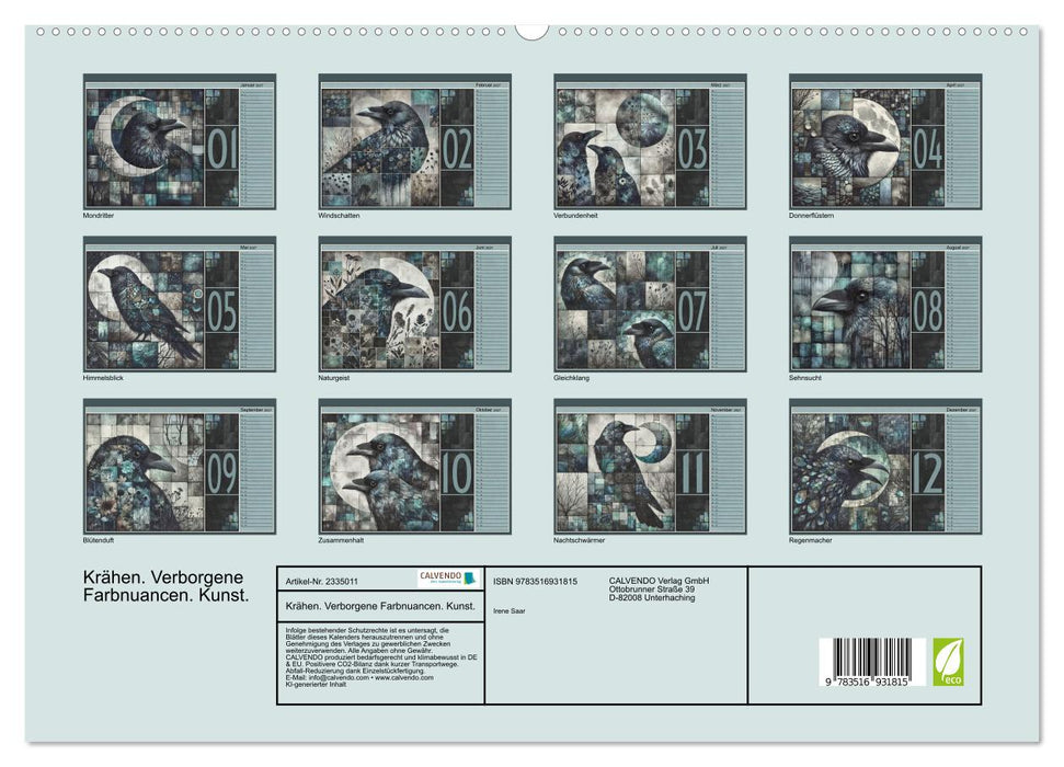 Krähen. Verborgene Farbnuancen. Kunst. (CALVENDO Premium Wandkalender 2027)