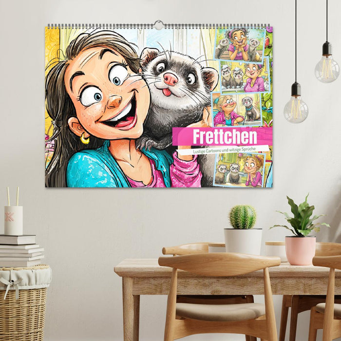 Frettchen. Lustige Cartoons und witzige Sprüche (CALVENDO Wandkalender 2027)