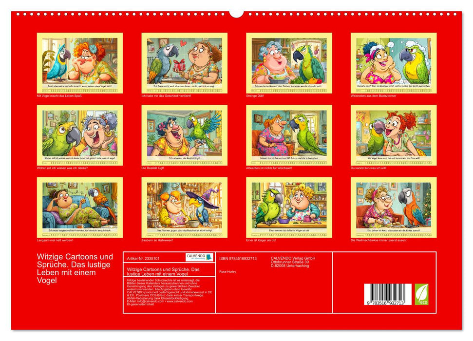 Witzige Cartoons und Sprüche. Das lustige Leben mit einem Vogel (CALVENDO Premium Wandkalender 2027)