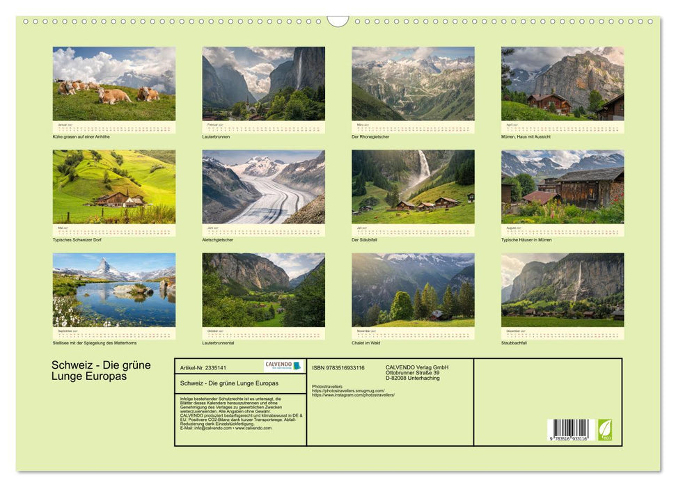 Schweiz - Die grüne Lunge Europas (CALVENDO Wandkalender 2027)