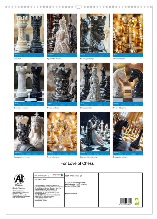 For Love of Chess (CALVENDO Monthly Calendar 2027)