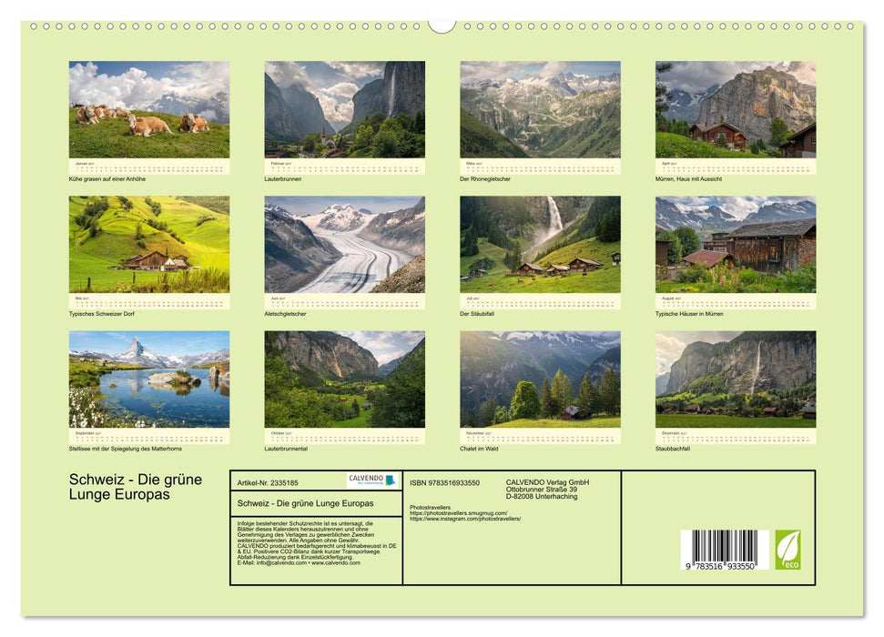 Schweiz - Die grüne Lunge Europas (CALVENDO Premium Wandkalender 2027)