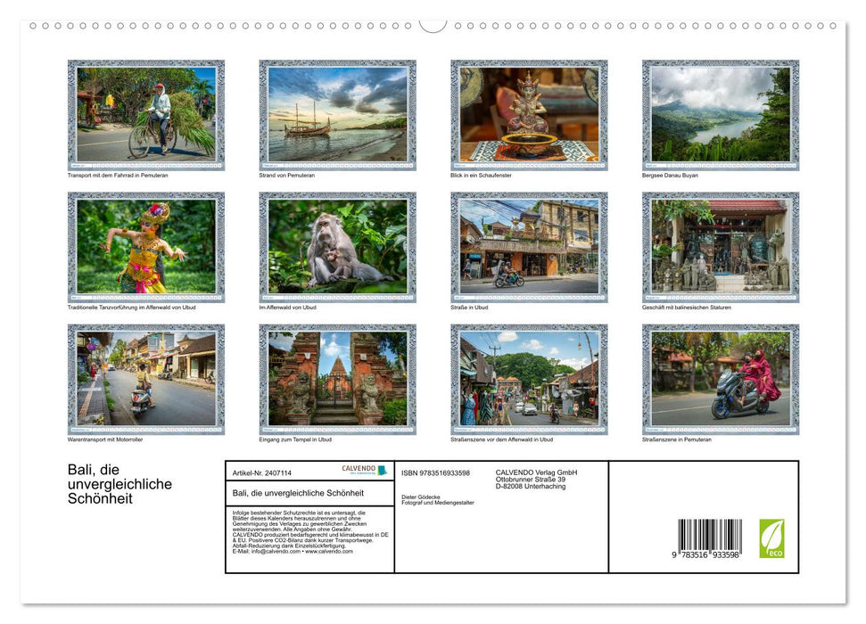 Bali, die unvergleichliche Schönheit (CALVENDO Premium Wandkalender 2027)
