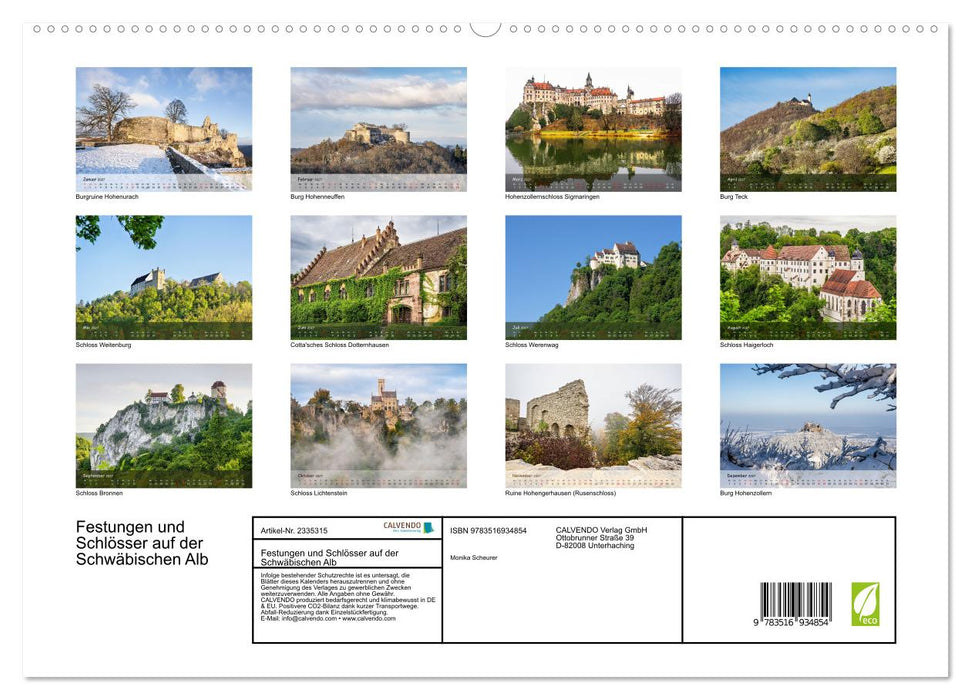 Festungen und Schlösser auf der Schwäbischen Alb (CALVENDO Premium Wandkalender 2027)