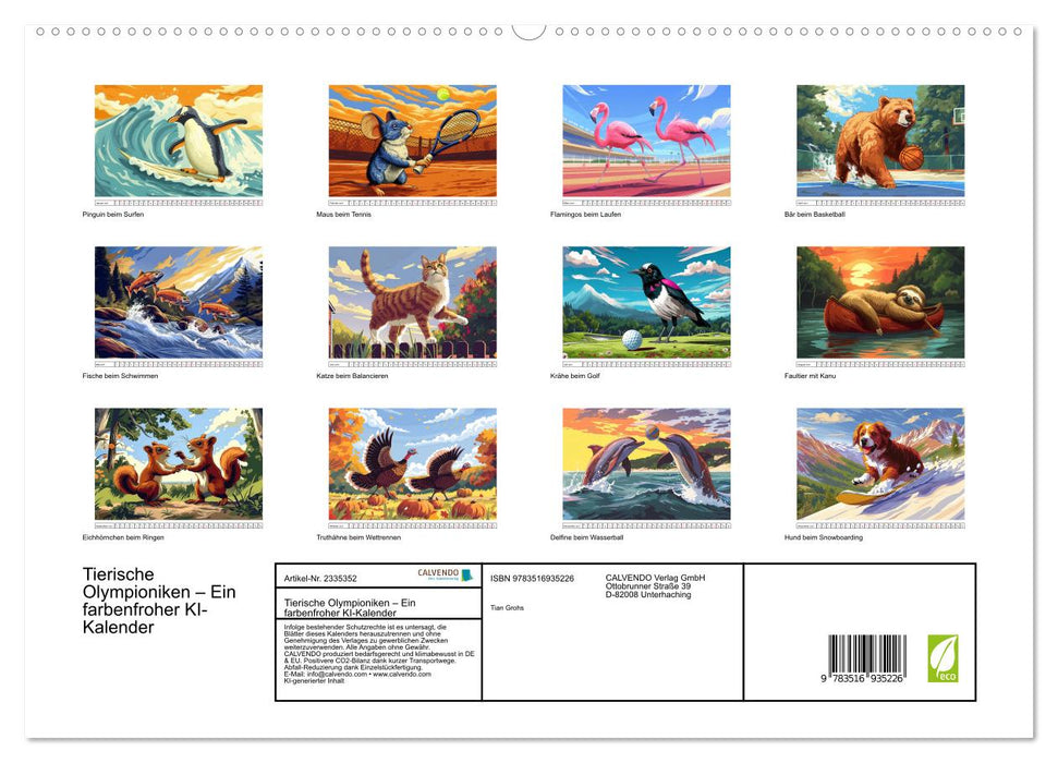 Tierische Olympioniken – Ein farbenfroher KI-Kalender (CALVENDO Premium Wandkalender 2027)