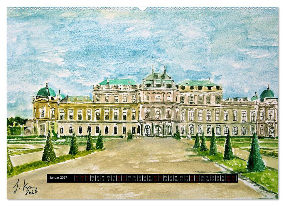 Wien in stillen Aquarellen (CALVENDO Wandkalender 2027)