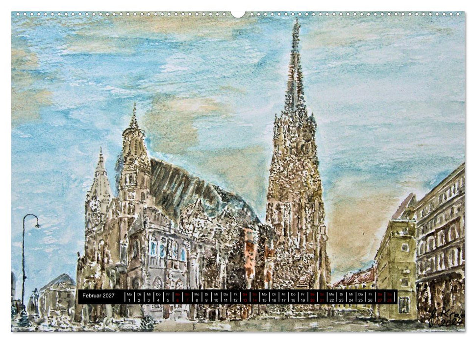 Wien in stillen Aquarellen (CALVENDO Wandkalender 2027)